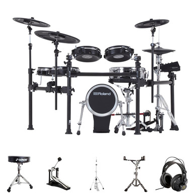Roland TD713 Kit with Throne, Pedal, Sticks, Hi Hat Stand, Snare Stand, and Headphones
