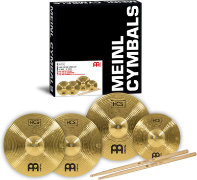 Meinl HCS Bonus Pack 13" Hihat + 14" Crash + 10" Splash + SB106 Hybrid Drumsticks