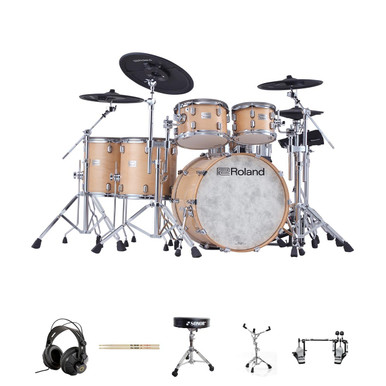 Roland VAD716-GN VAD Drum Kit Bundle Package with Double Pedal