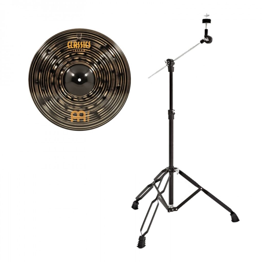 Meinl 17" Classics Custom Dark Crash Cymbal & Gear4music Boom Arm Stand Black