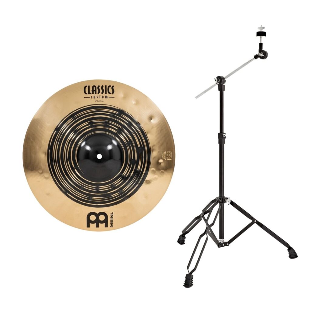 Meinl Classics Custom Dual 16 Crash Cymbal & Gear4music Boom Arm Stand Black