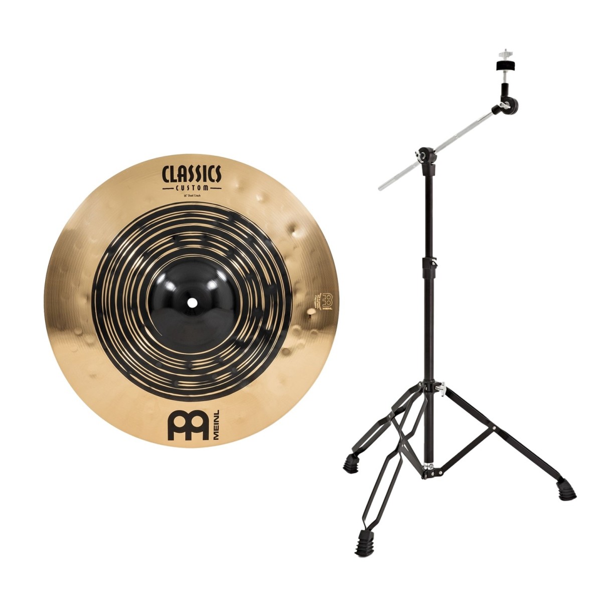 Meinl Classics Custom Dual 16 Crash Cymbal & Gear4music Boom Arm Stand Black