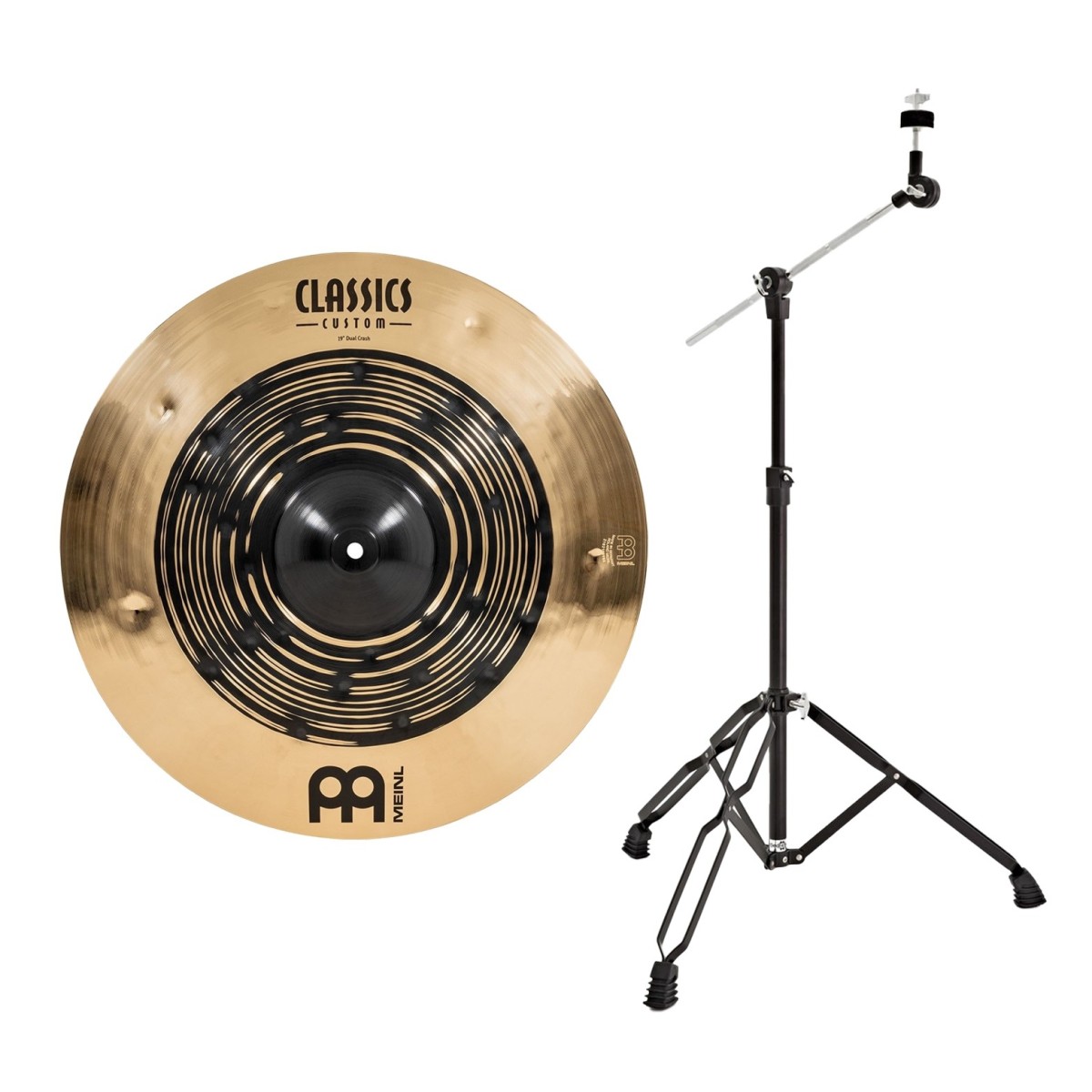 Meinl Classics Custom Dual 19 Crash Cymbal & Gear4music Boom Arm Stand Black