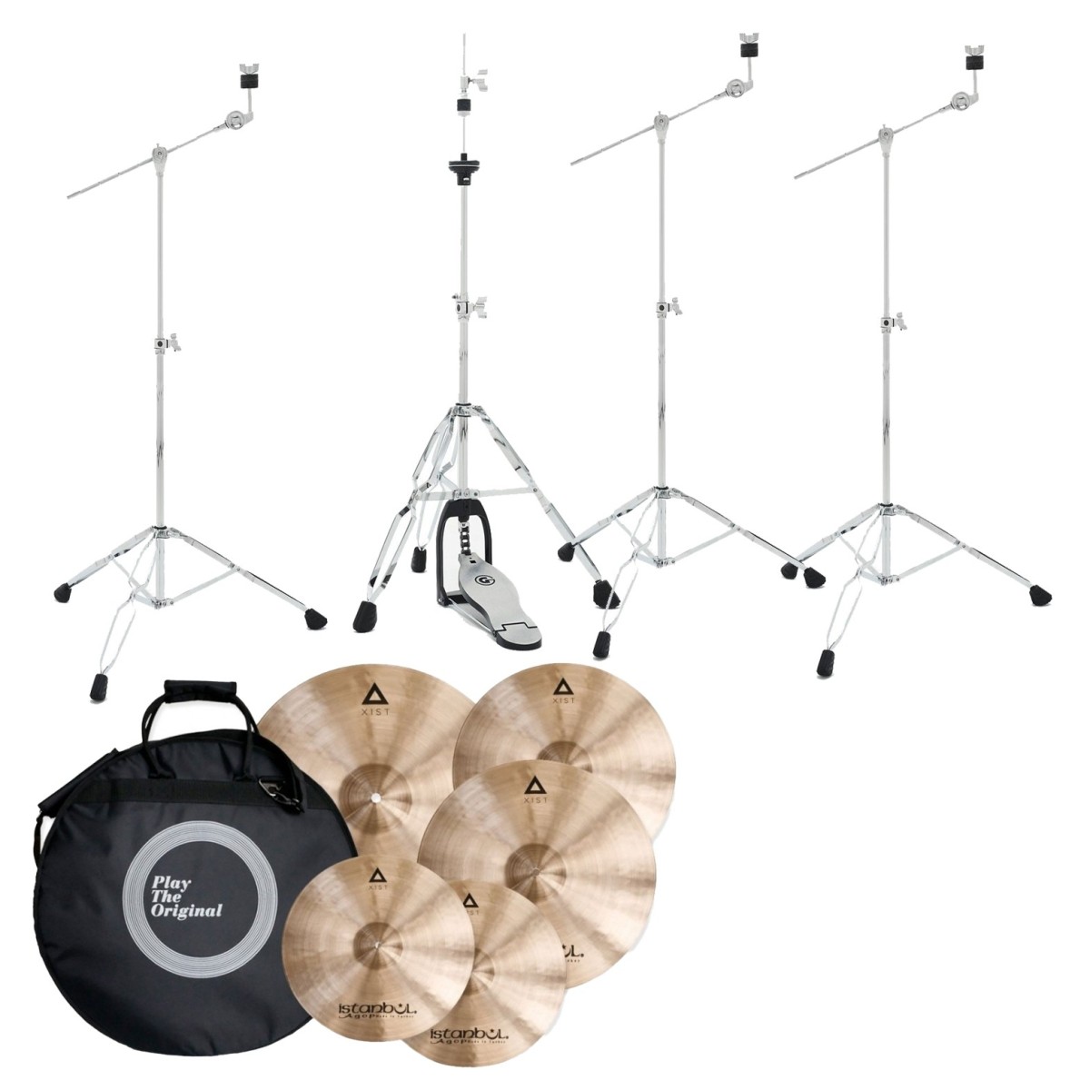 Istanbul Agop XIST Cymbal Set With Free 18 Crash Bag & Gibraltar 4000 Lightweight Stands