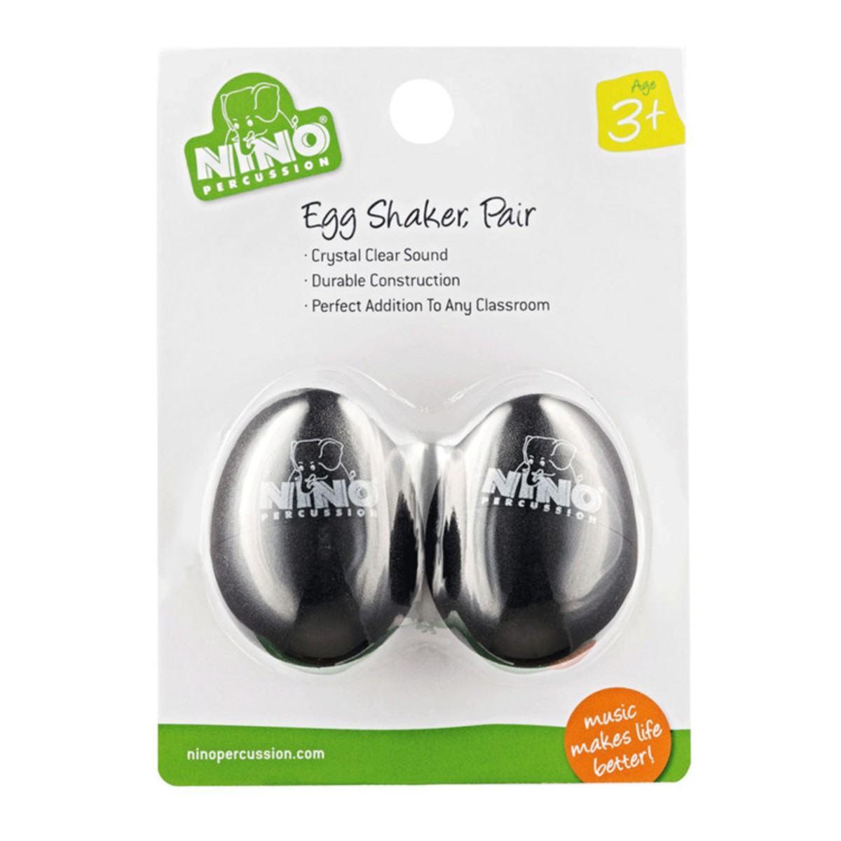 Nino by Meinl NINO540BK-2 Percussion Plastic Egg Shaker Pair Black