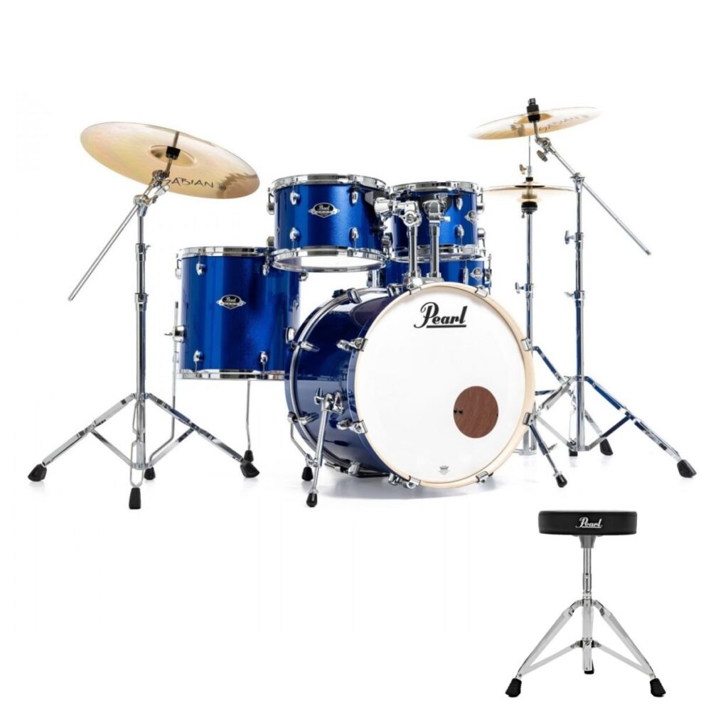 Pearl Export EXX 20" Fusion Drum Kit With D-50 Drum Throne High Voltage Blue