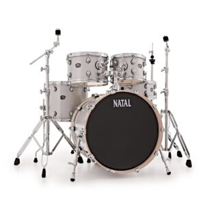 Natal Arcadia Poplar 5pc 20" Drum Kit w/ Hardware White Sparkle