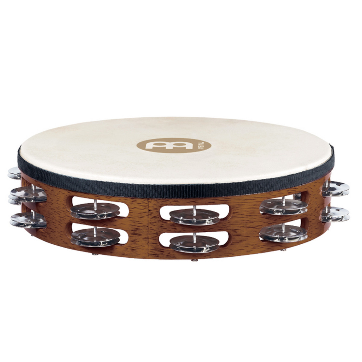 Meinl Percussion 2 Row Headed Wood Tambourine Steel Jingles