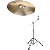 Stagg 18" Sensa Medium Crash Cymbal & Boom Arm Stand Black