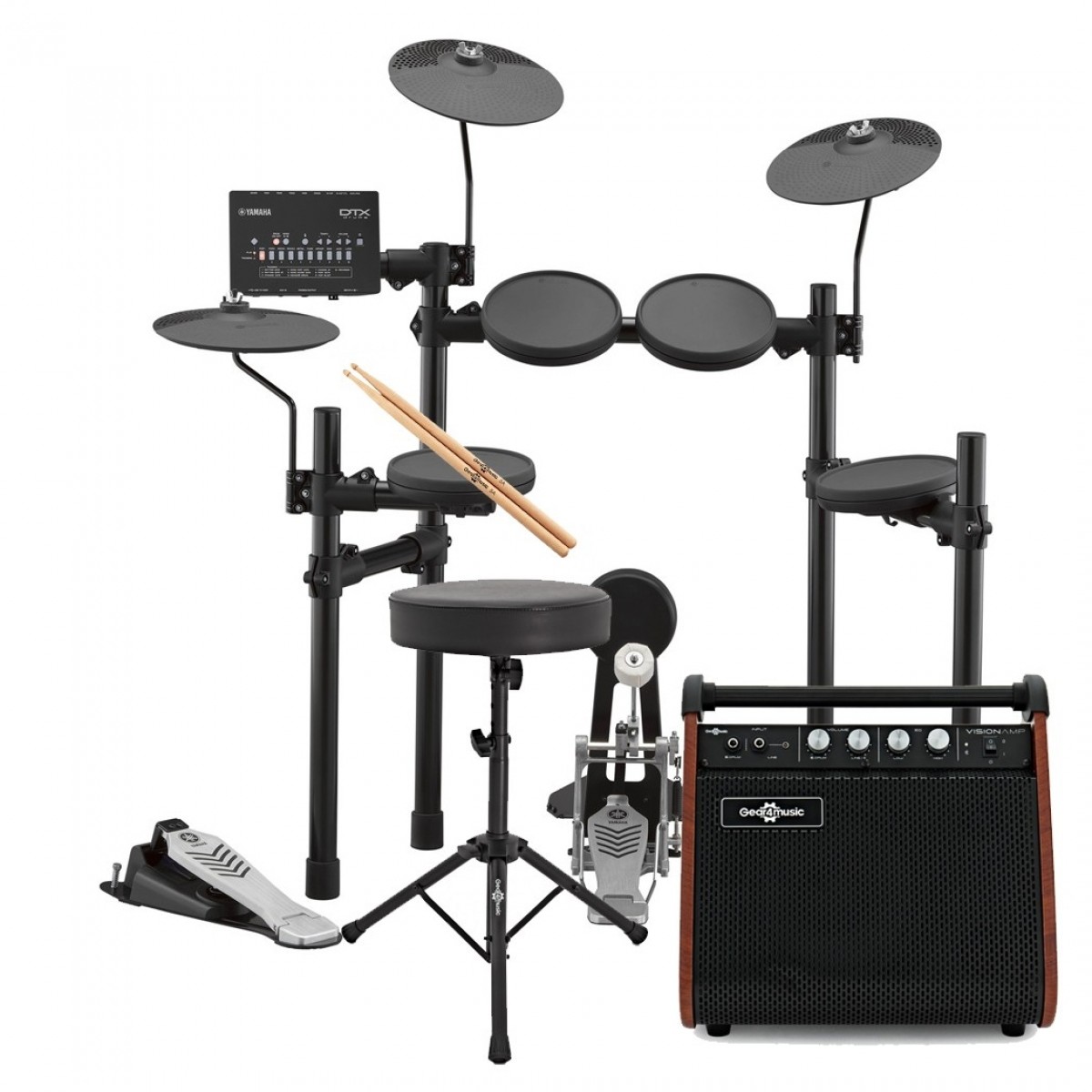 Yamaha DTX432K Electronic Drum Kit with Sticks Stool + Amp